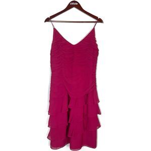 Talbots Vintage 100% Silk 1990s Spaghetti Strap Ruffle Dress Red Women's Size 12